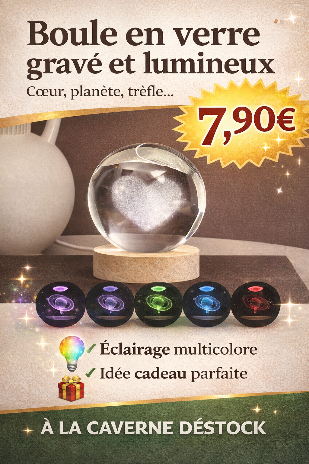 Boule en verre graver